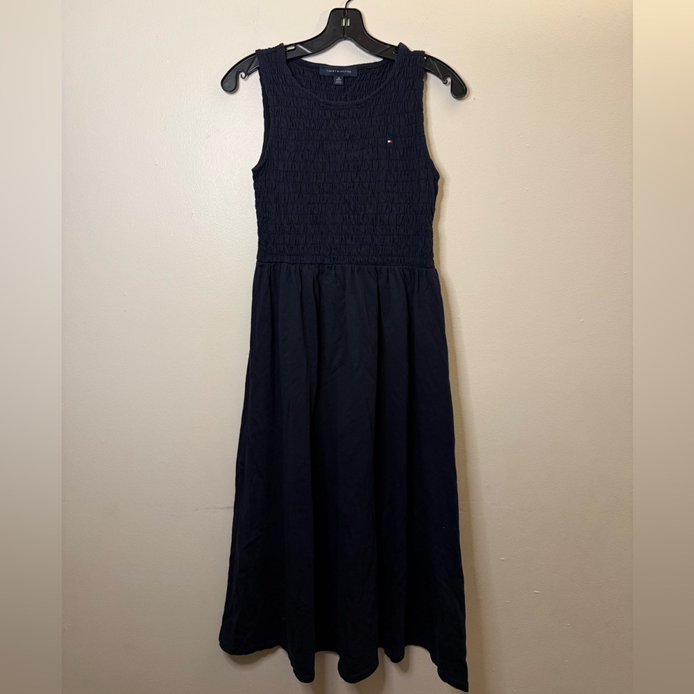 Tommy Hilfiger Womens Navy Smocked Long Sleeveless Maxi dress